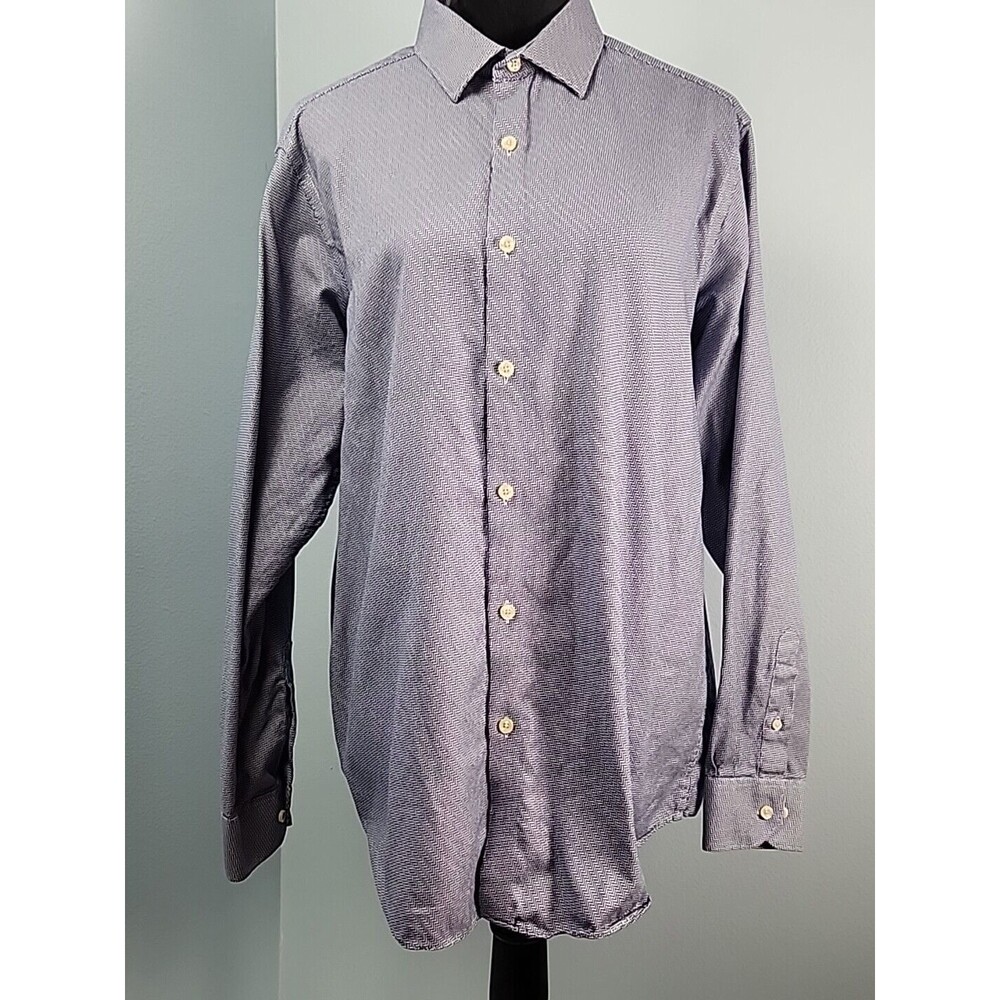 Hart Schaffner Marx Shirt Mens Large Blue Pattern Button Up Long Sleeve Egypt